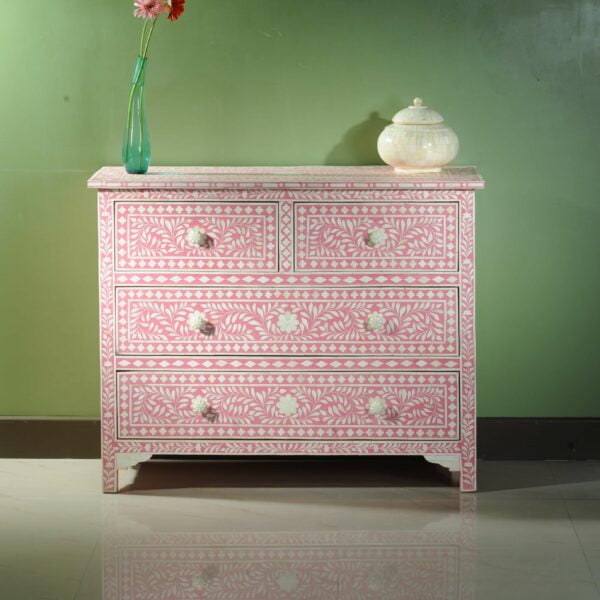 Bone Inlay Chest of Drawers - Pink