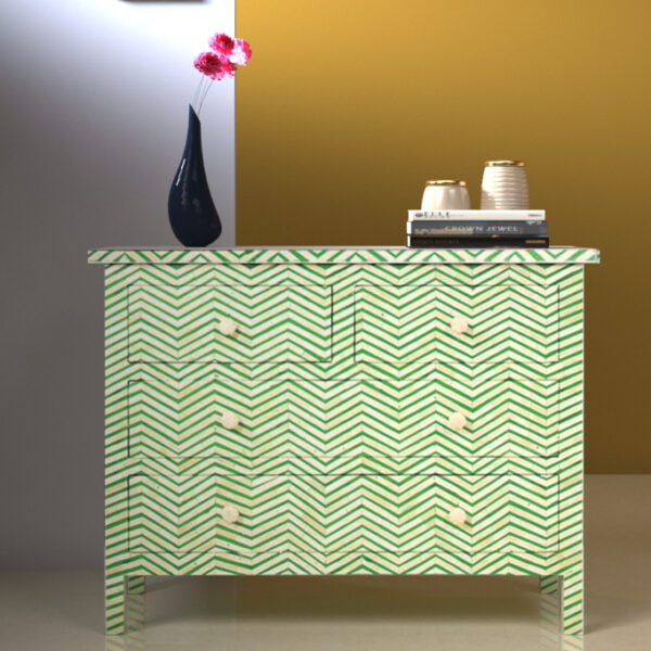 Chevron Chest of Drawers - Green