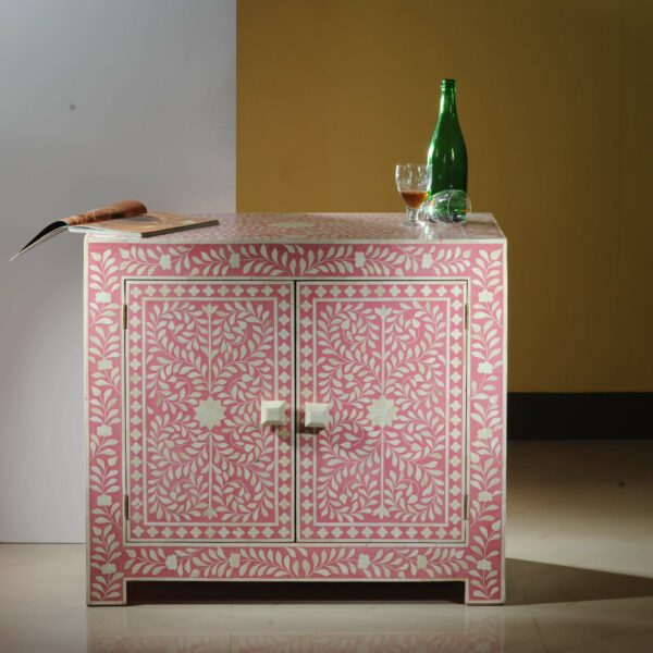 Bone Inlay Accent Cabinet - Pink