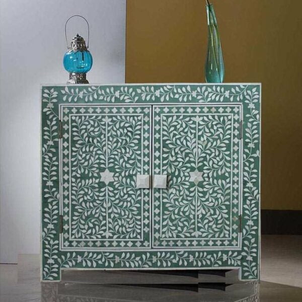 Bone Inlay Accent Cabinet - Green