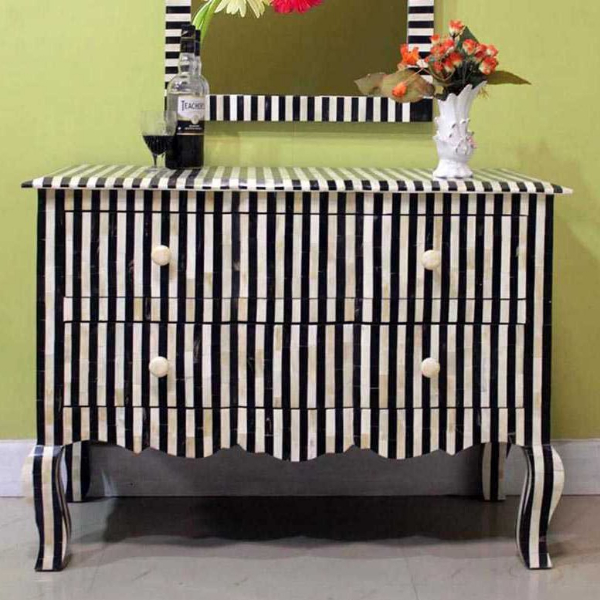 Striped Dresser with Mirror