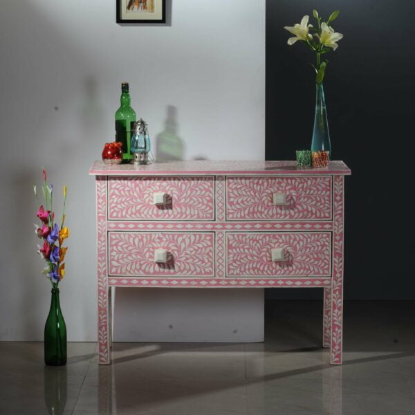 Bone Inlay Console Table- Pink