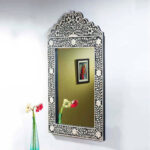 Bone Inlay Wall Mirror - Black