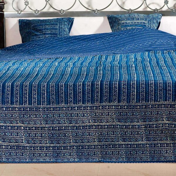 Kantha Quilt Set-Blue
