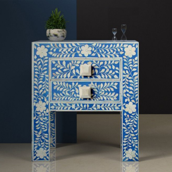 Modern End Table for Bedroom - Blue