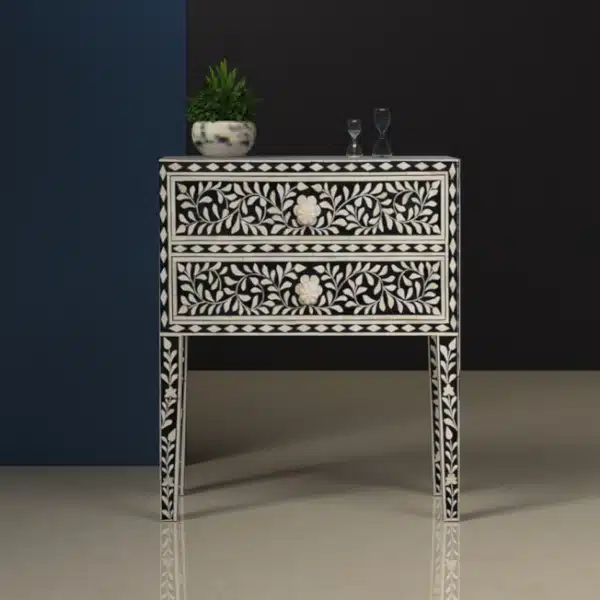 Bedside Table in Bone Inlay