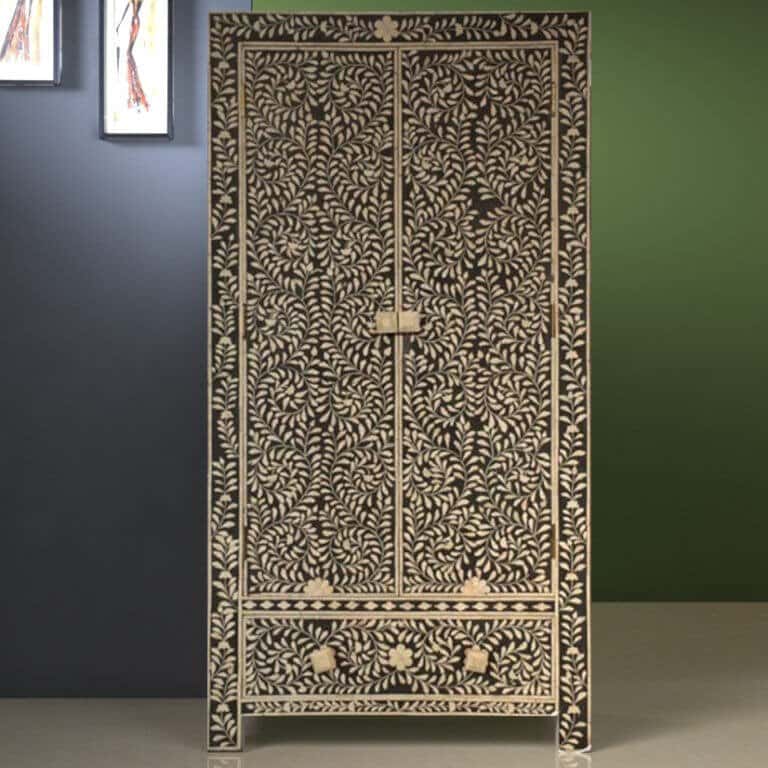 Bone Inlay Wardrobe- Black