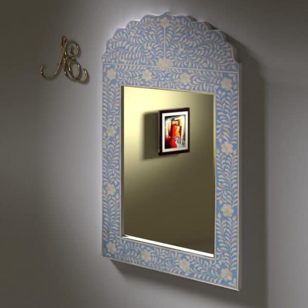 Large Rectangle Mirror in Bone Inlay