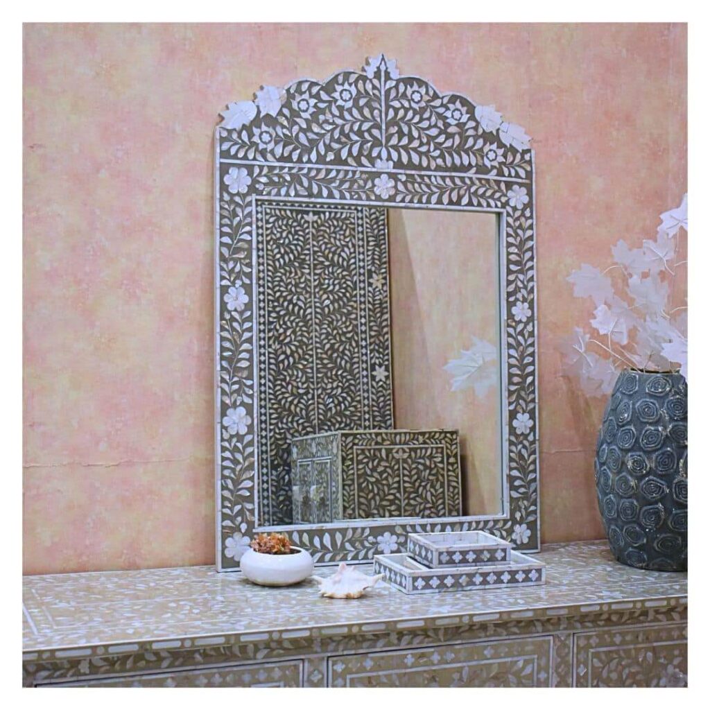 Mother of Pearl Mirror-@BoneInlay Instagram