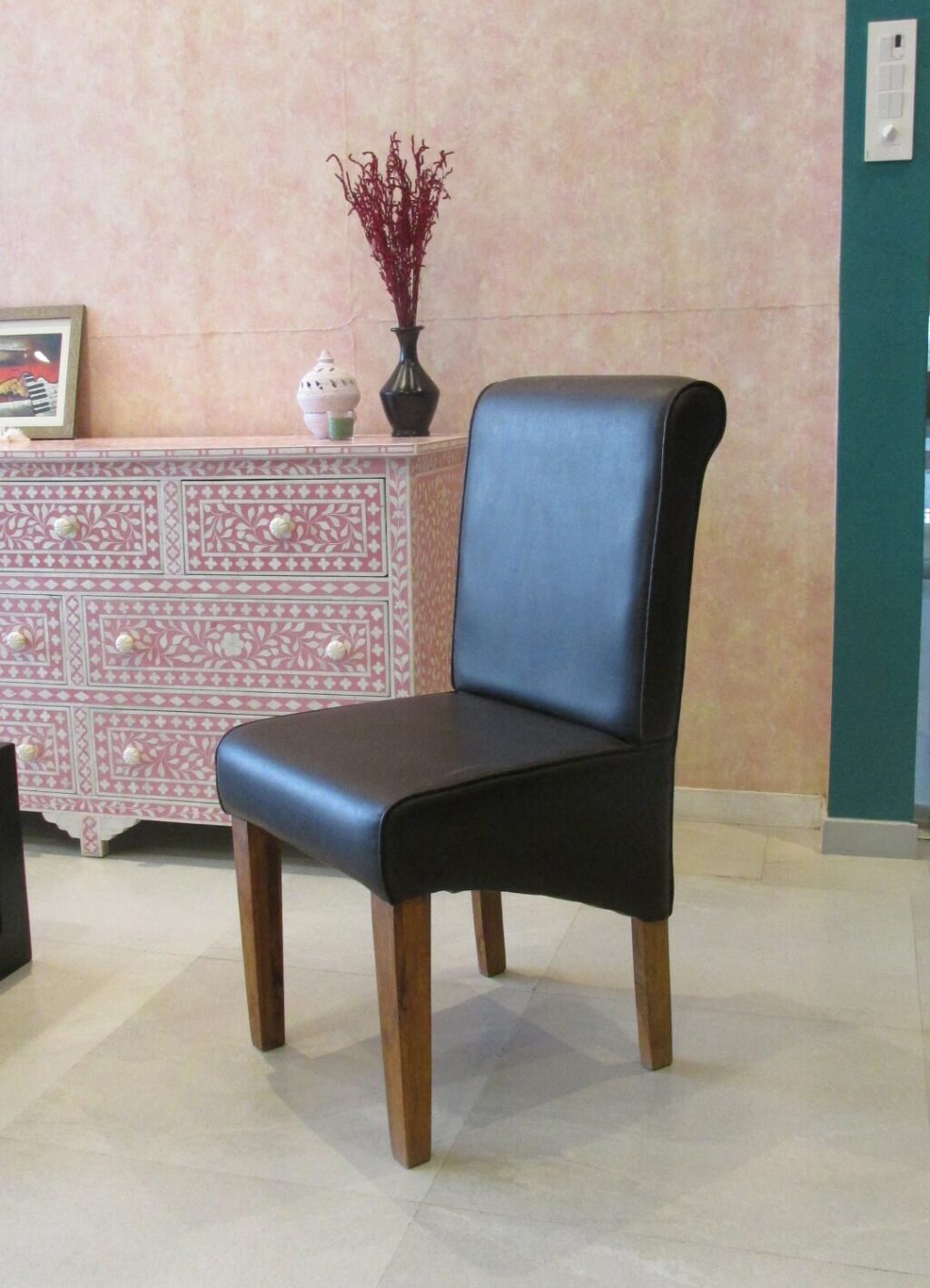 modern upholstered dining chair-Black