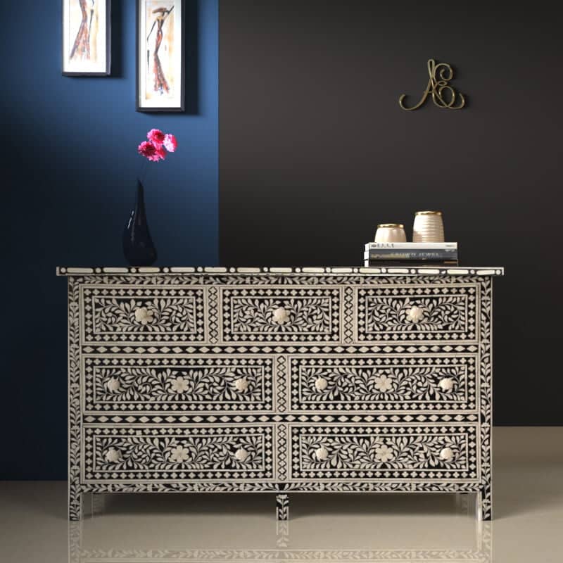 Bone Inlay Dresser - Black