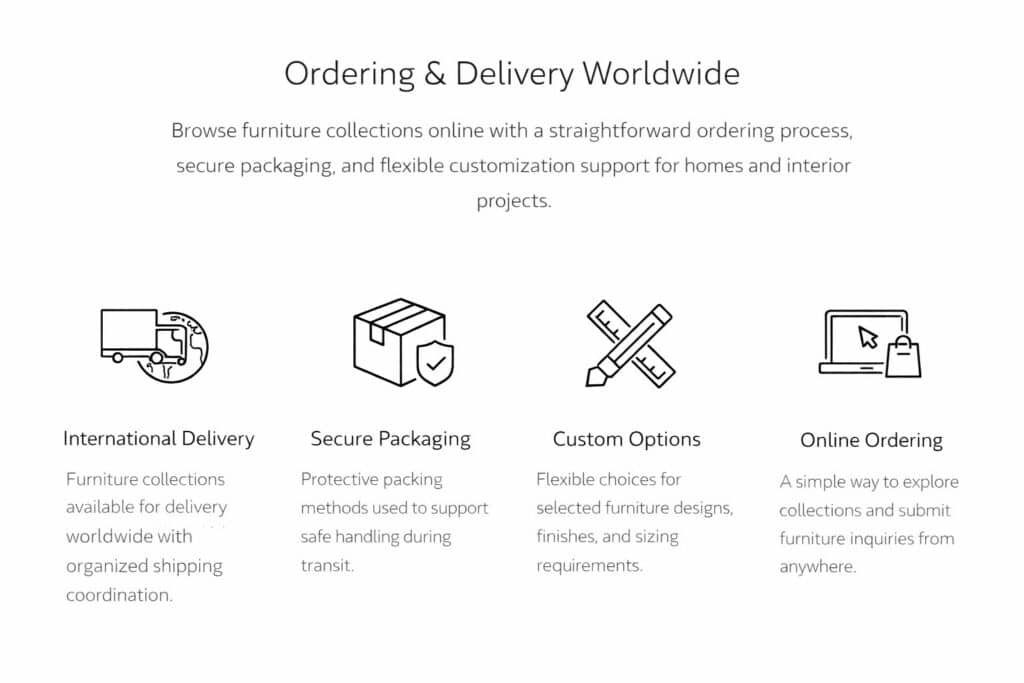 Delivery and Customization - Bone Inlay Interior Furniture